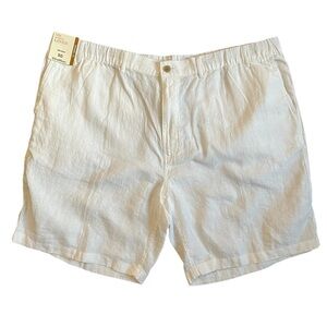 Caribbean White Isle Sands 100% Linen Flat Front Shorts